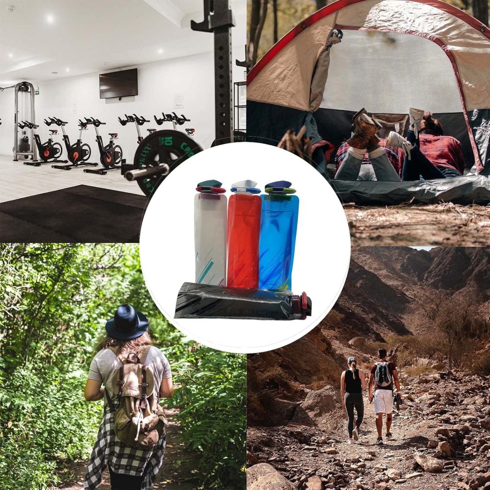 4 Pack 25oz Collapsible Water Bottles, 4 Colors Reusable Leakproof Water Bags for Drinking, Foldable Flat Water Bottles with Clasp for Outdoor Sports Camping Traveling Biking - Image 7