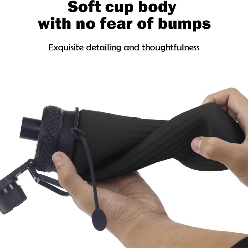 Collapsible Water Bottle, Sport Water Bottle 24oz, Reuseable BPA Free Silicone Foldable Water Bottles Leak-proof Portable Water Bottle for Travel, Gym, Hiking, Office, Camping (Black) - Image 9